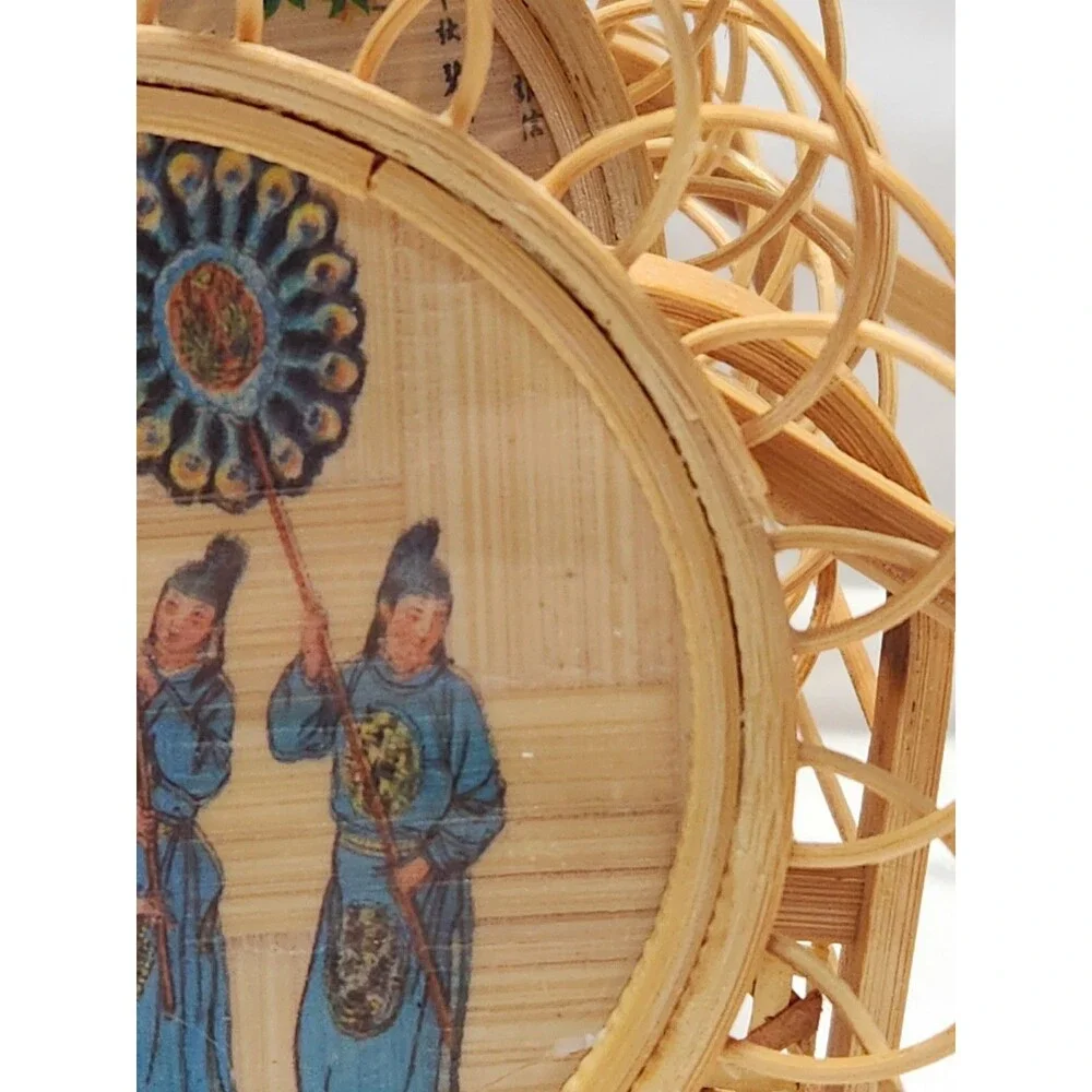 Geisha Ladies Woven Bamboo Coasters Set Of 6 With Carrier